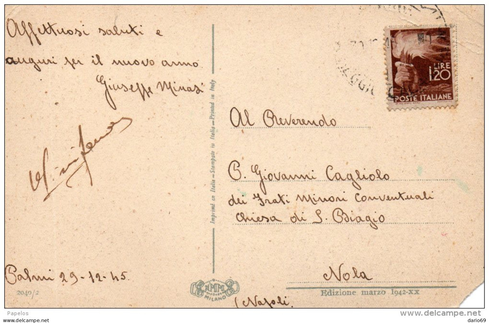 1945 CARTOLINA CON ANNULLO PALMI REGGIO CALABRIA - 1946-60: Storia Postale