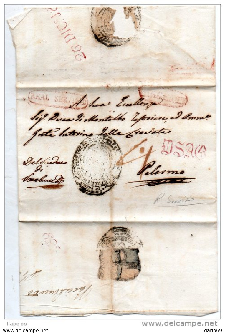 LETTERA X PALERMO + REAL SERVIZIO - ...-1850 Préphilatélie