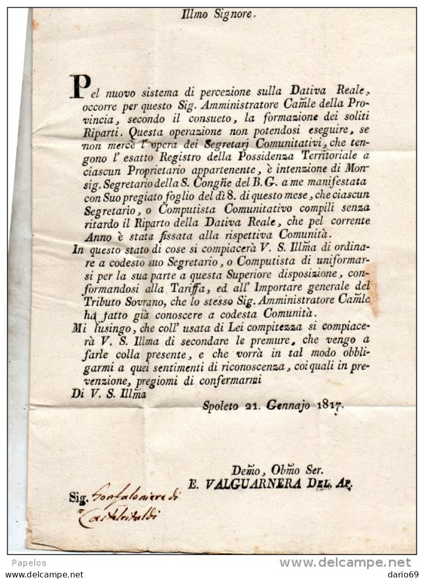 1817  LETTERA CON ANNULLO SPOLETO - 1. ...-1850 Prephilately