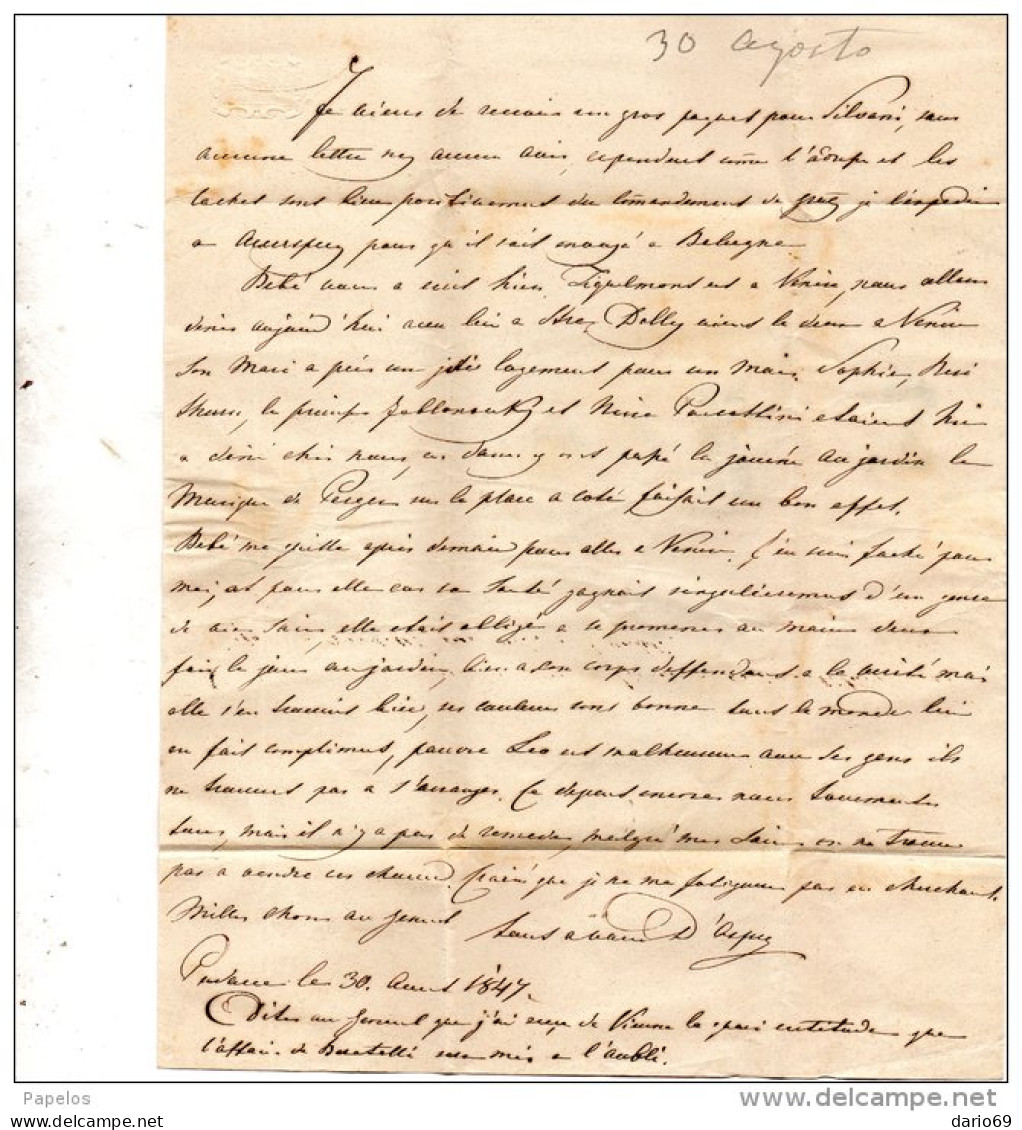 1847 LETTERA CON ANNULLO PADOVA  + GRAS - ...-1850 Préphilatélie
