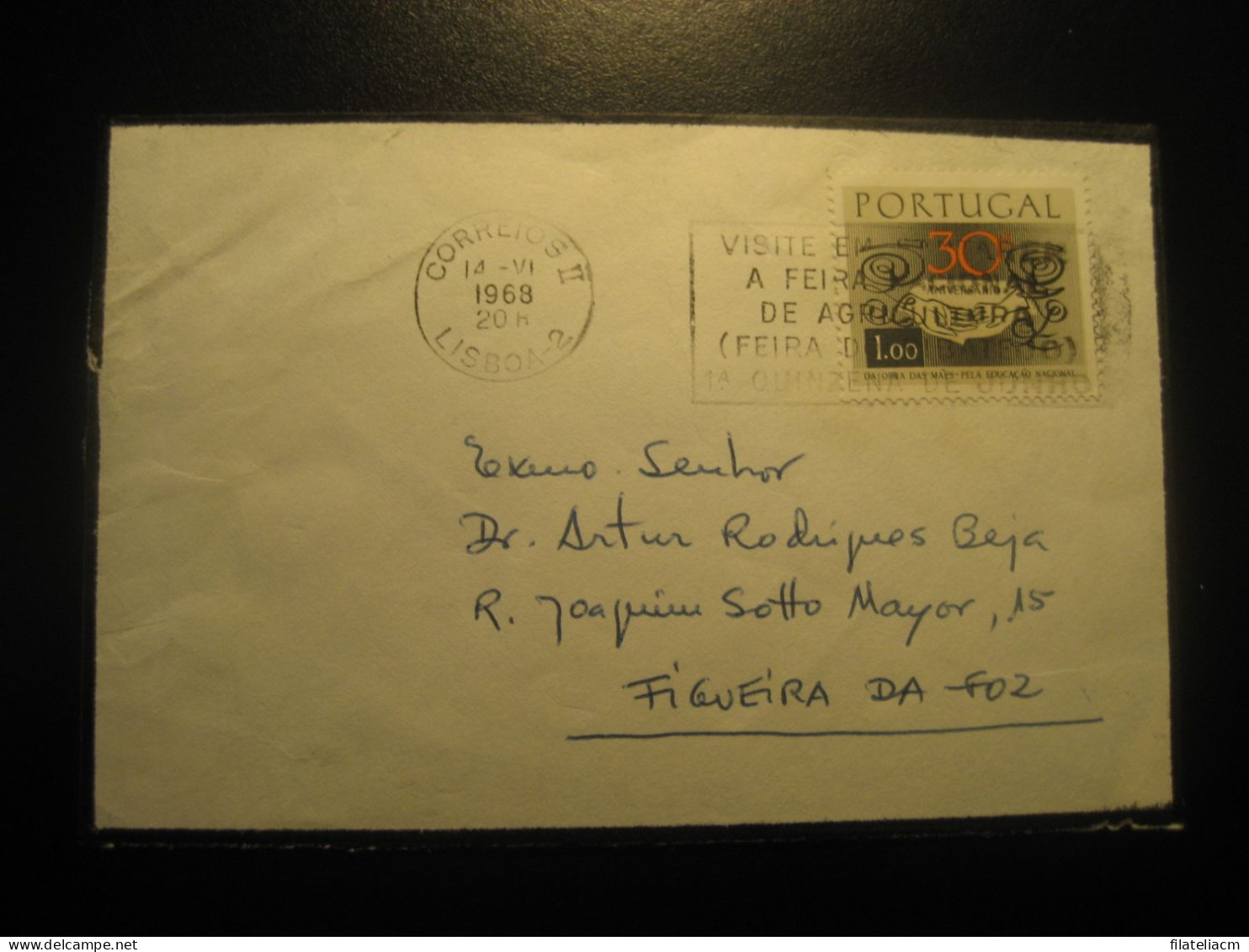 LISBOA 1968 To Figueira Da Foz Feira Fair Cancel Condolence Duel Cover PORTUGAL - Lettres & Documents