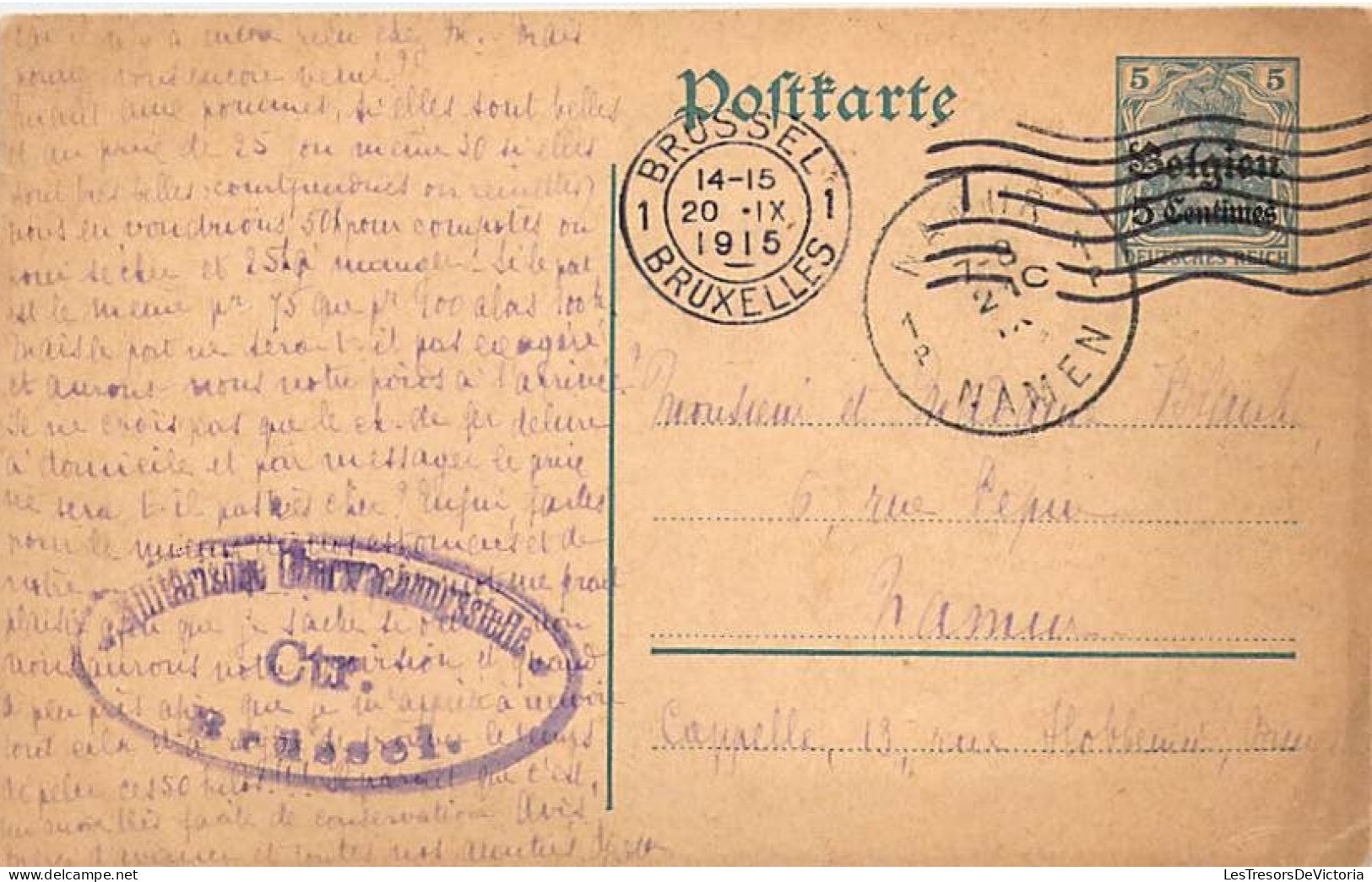 lot de 8 cartes postales anciennes - Entier postal - de 1916 à 1918 - Oblitération Namur