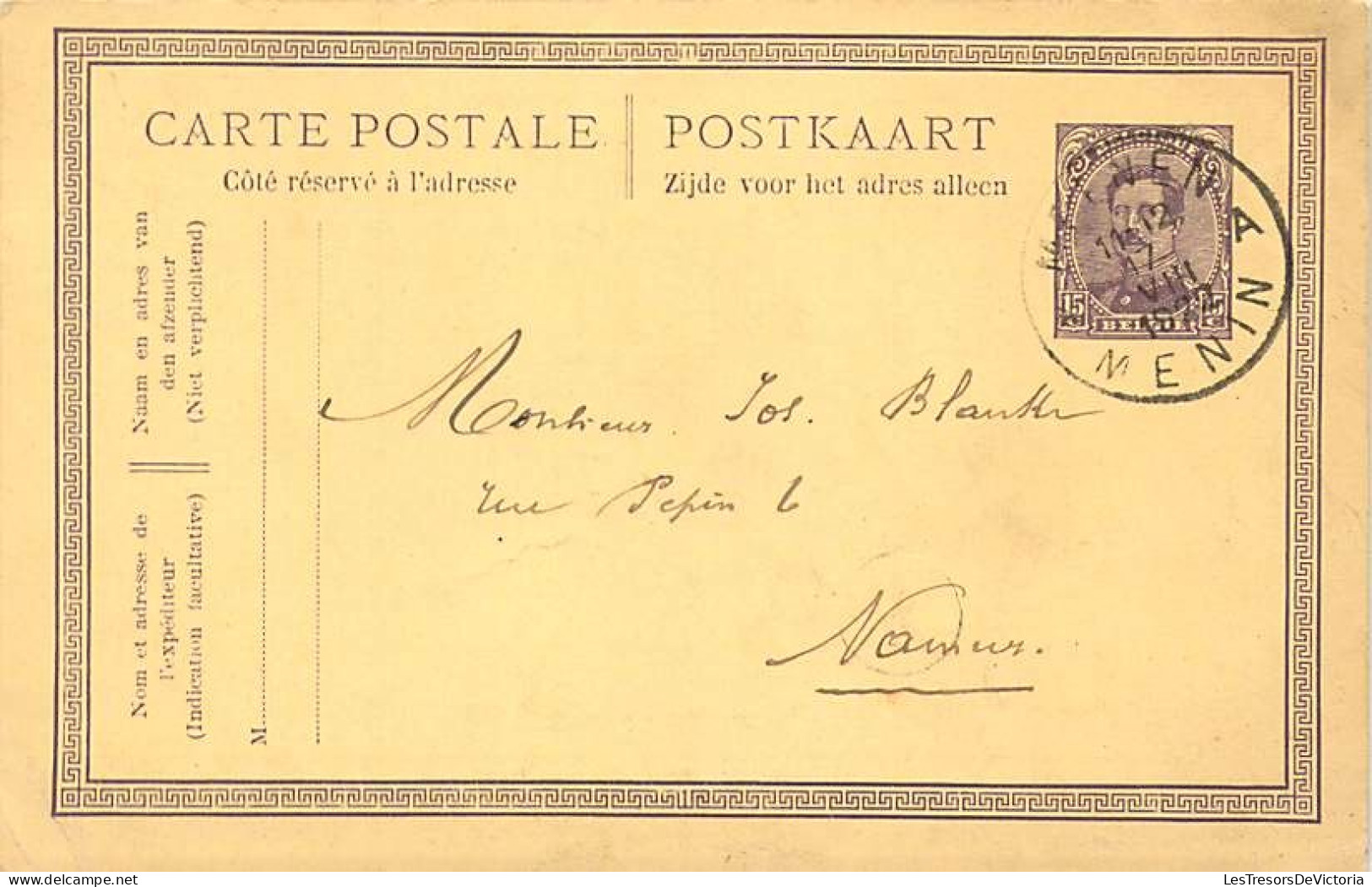 lot de 8 cartes postales anciennes - Entier postal - de 1916 à 1918 - Oblitération Namur