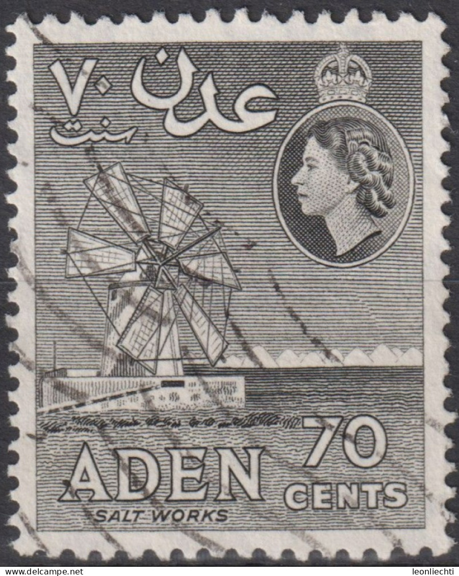 1953 Aden (1854-1963) ° Mi:AD 55, Sn:AD 54, Yt:AD 55, Salt Works, Queen Elizabeth II Pictorials 1953-1963 - Aden (1854-1963)