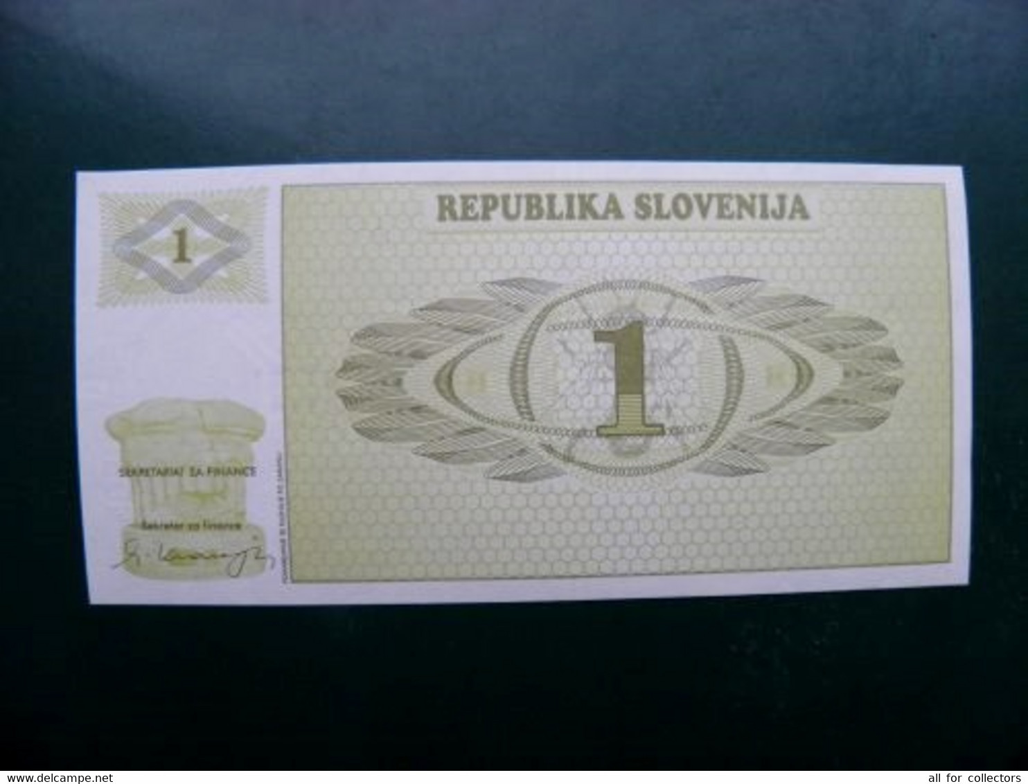 Unc Banknote Slovenia P-1 1990 1 Tolar Mountains Prefix AV90438744 - Eslovenia