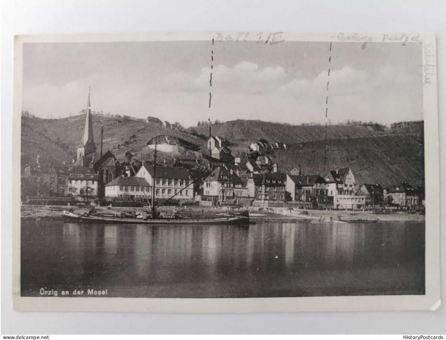 Ürzig An Der Mosel, Ortsansicht, Lastkahn U. A., 1940 - Bernkastel-Kues