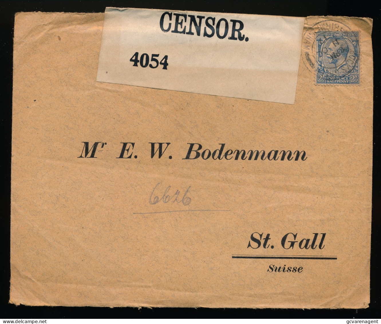 OPENED BY CENSOR > ST.GALL  SUISSE  1917 - Storia Postale