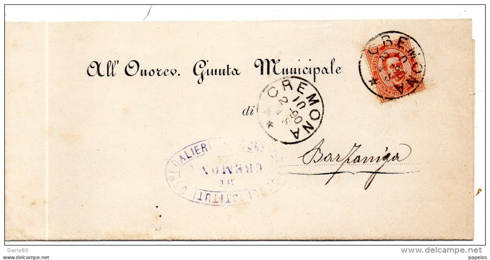 1890  LETTERA  CON  ANNULLO  CREMONA - Storia Postale