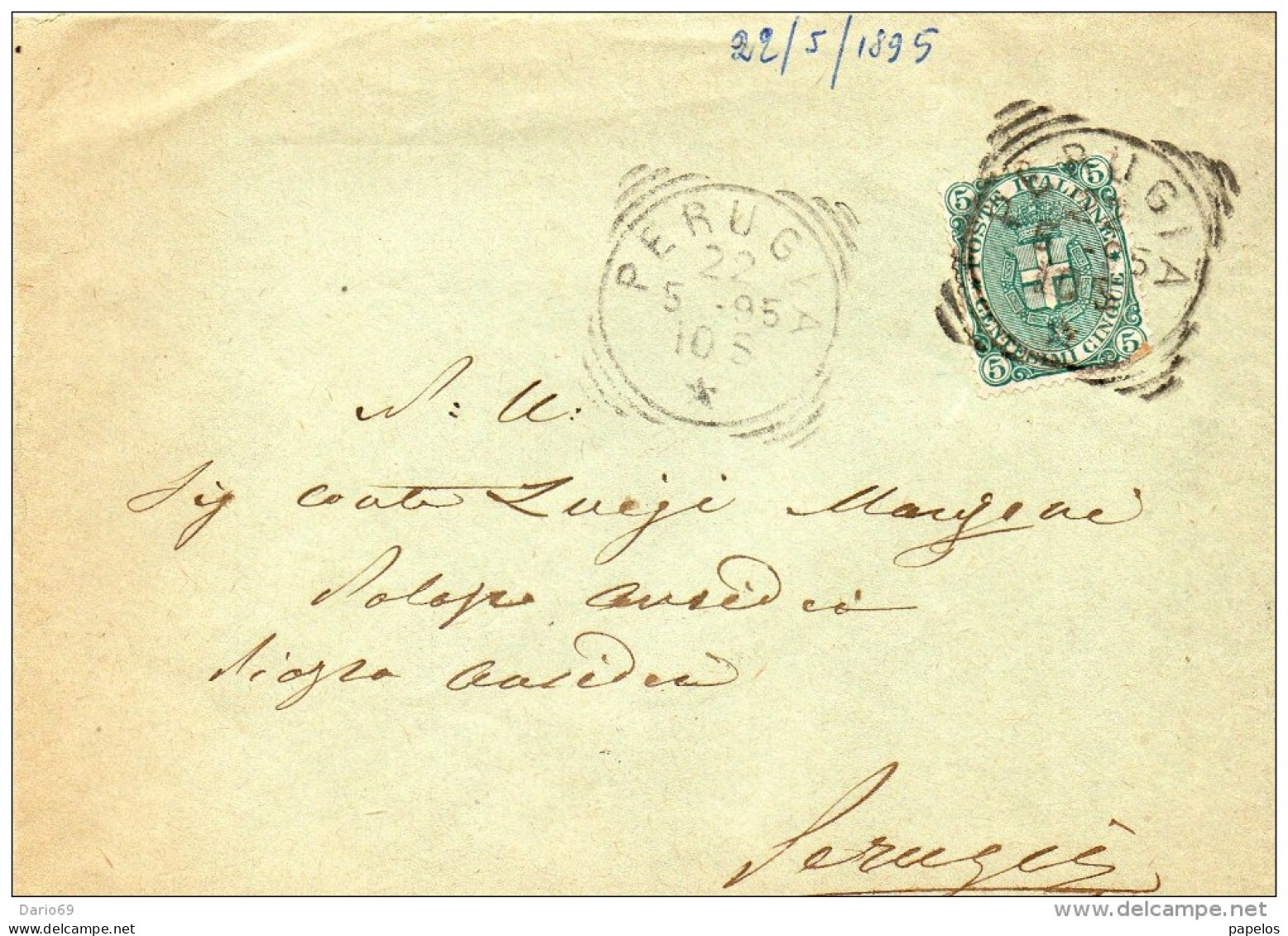 1895  LETTERA  CON  ANNULLO PERUGIA - Storia Postale