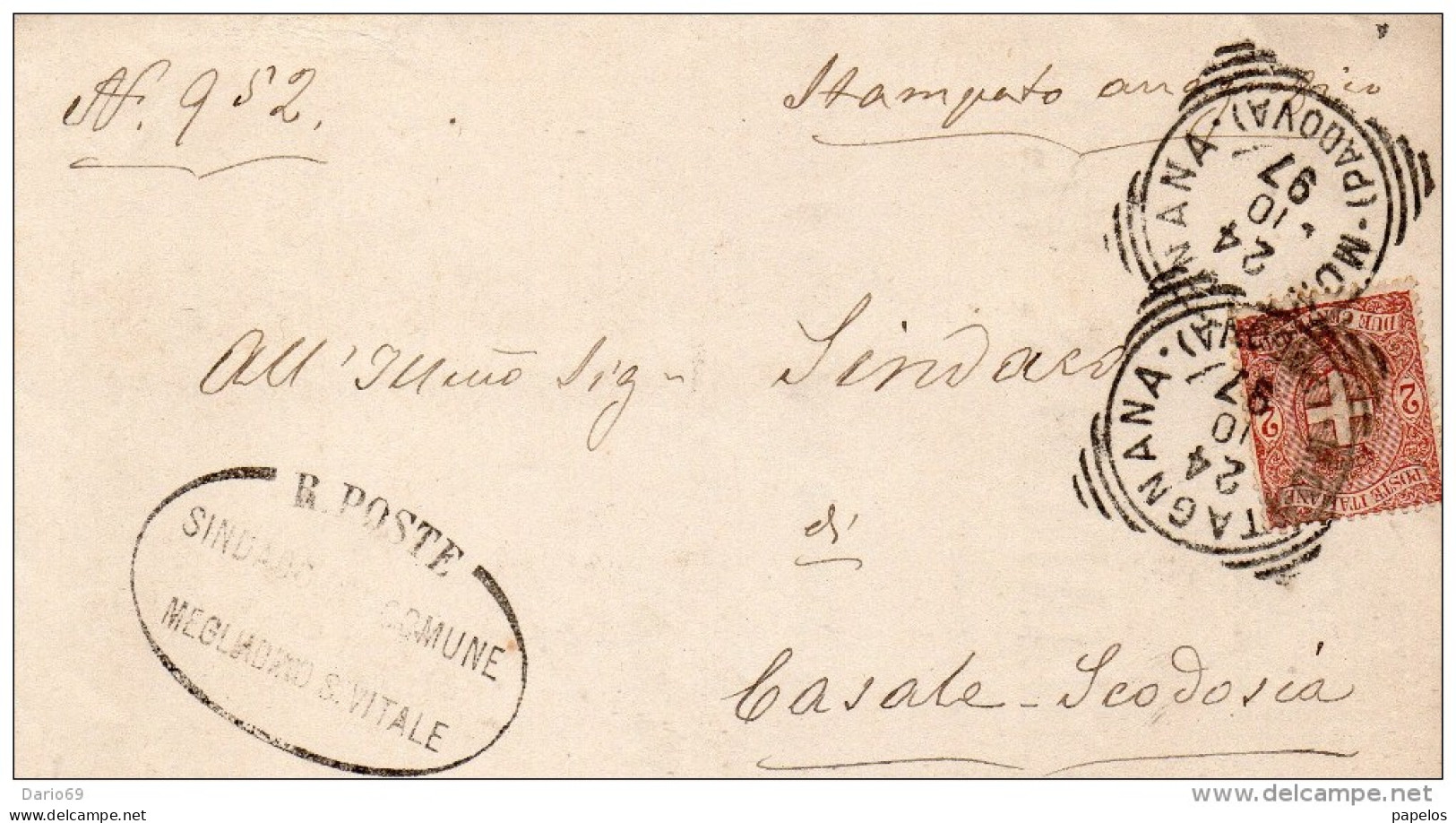 1897  LETTERA  CON  ANNULLO MONTAGNANA PADOVA - Storia Postale