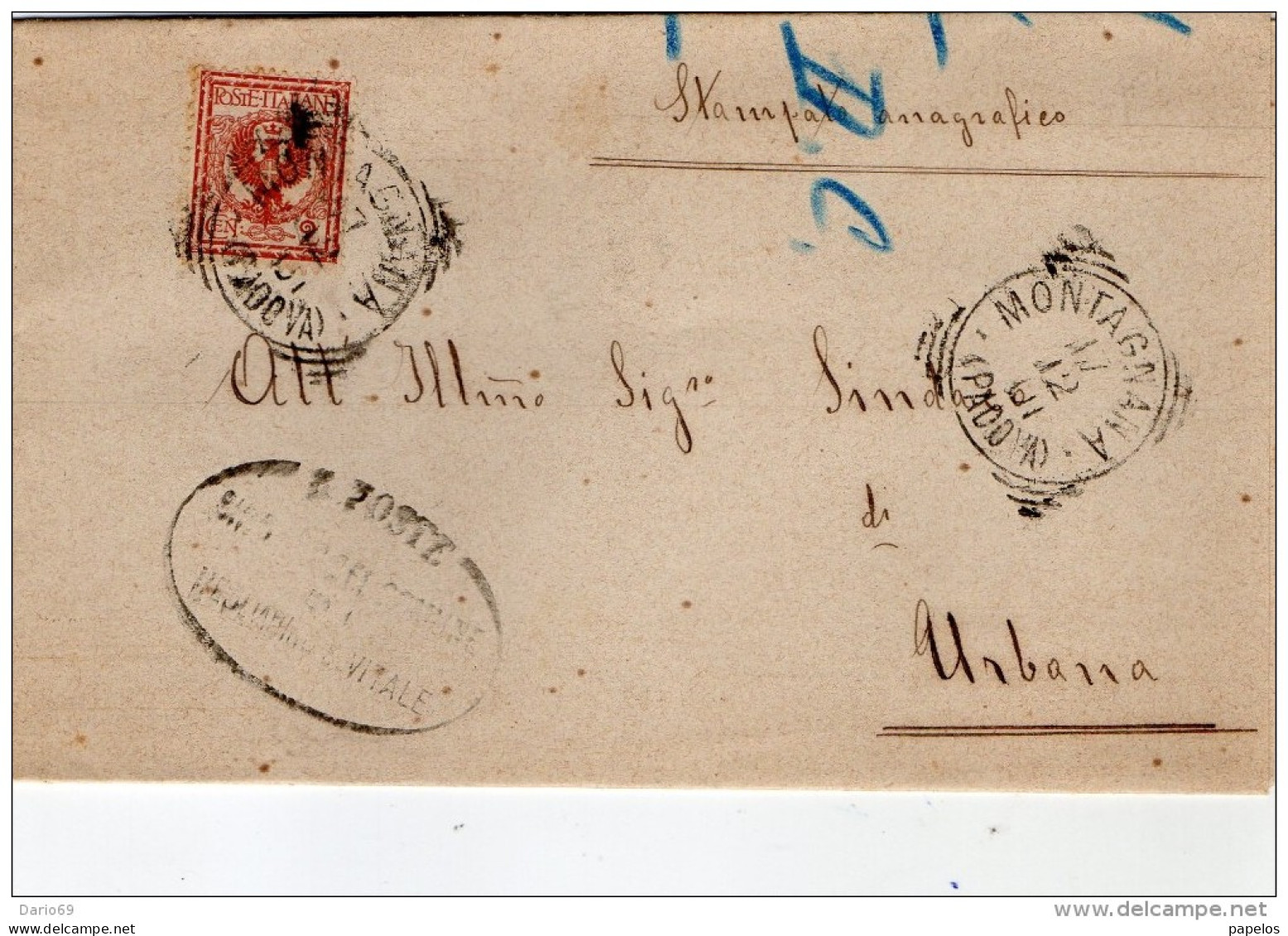 1901  LETTERA CON  ANNULLO MONTAGNANA PADOVA - Storia Postale