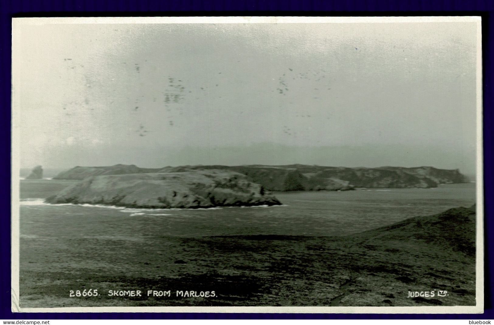 Ref 1642 - 1964 Real Photo Postcard - Skomer Island From Marloes - Pembrokehire Wales - Pembrokeshire