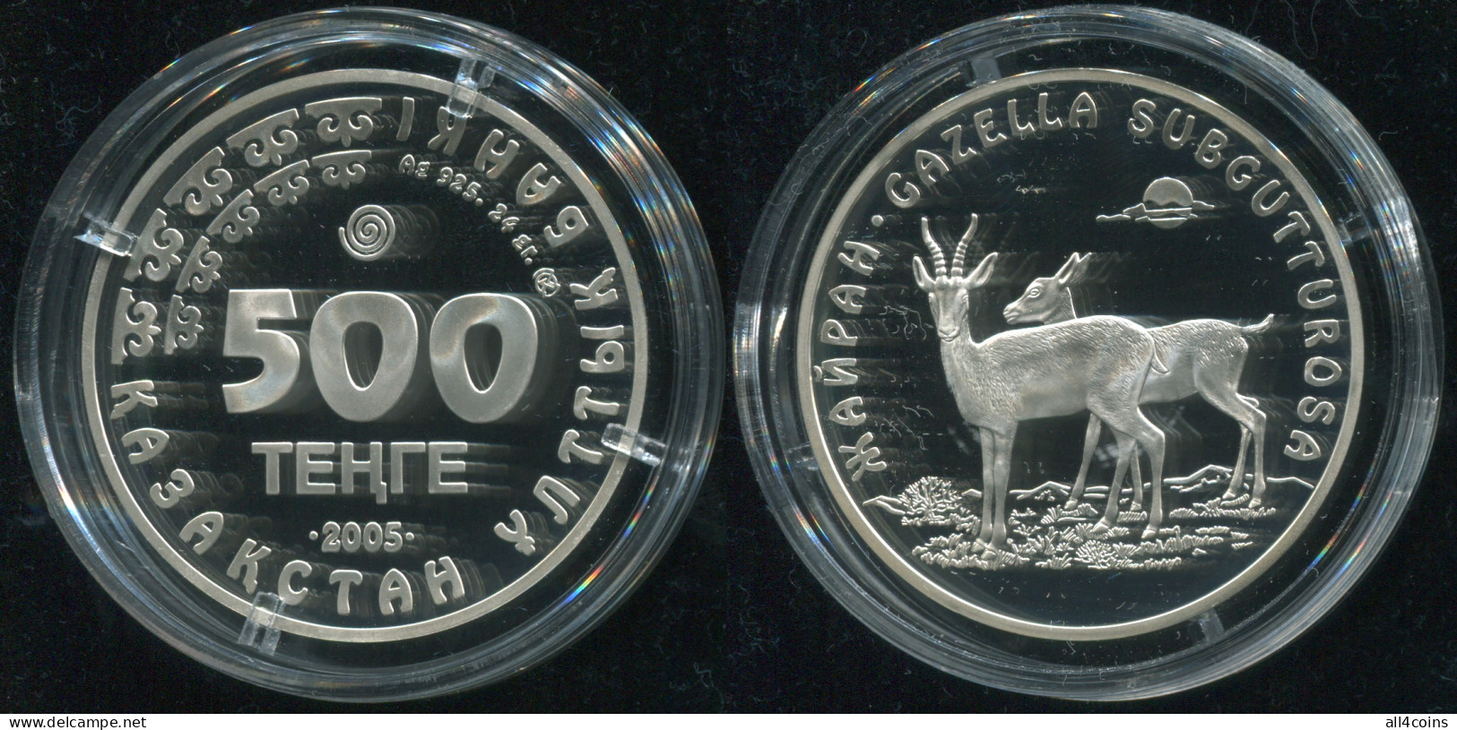 Kazakhstan 500 Tenge. 2005 (Silver. Coin KM#61. Proof) Goitered Gazelle - Kazakistan