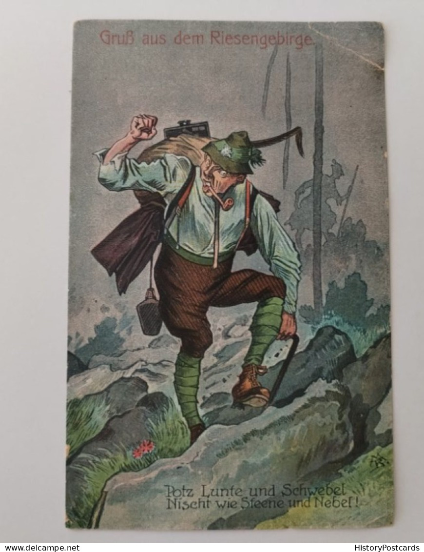 Gruss Aus Dem Riesengebirge, Karikatur, Marken Ungestempelt, 1922 - Sudeten