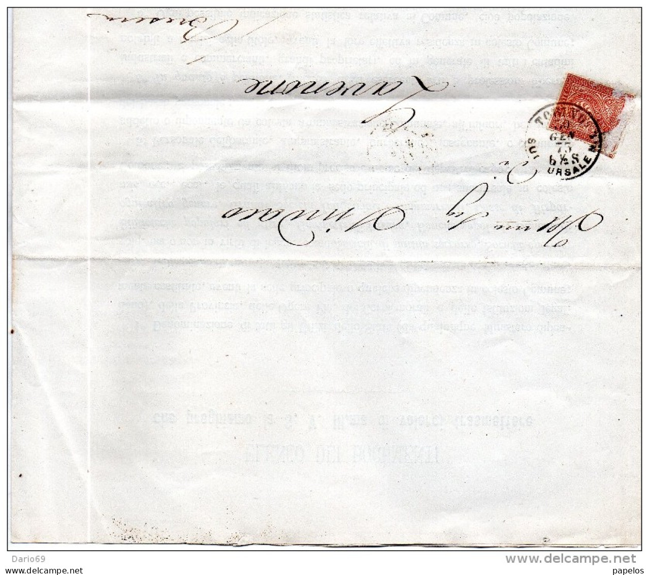 1873 LETTERA CON ANNULLO TORINO SUCCURSALE 1 - Marcophilia