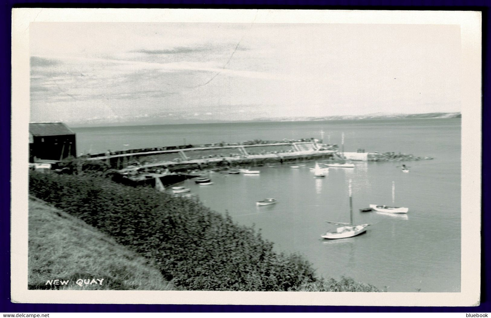 Ref 1642 - 1961 Real Photo Postcard - New Quay Harbour & Boats - Cardiganshire Wales - Cardiganshire