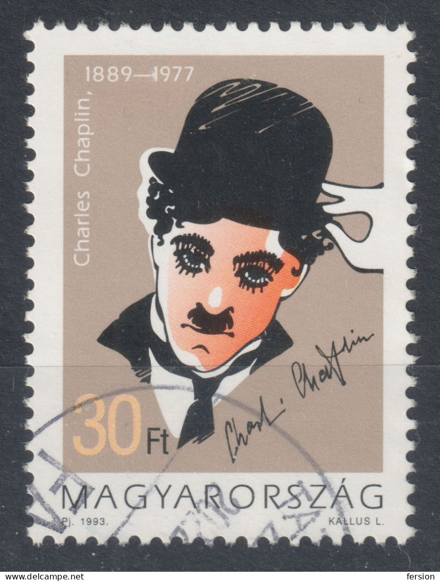 Actor / MOVIE CINEMA / Charlie Charles Chaplin - USED Tatabánya Postmark - 1993 Hungary - Acteurs