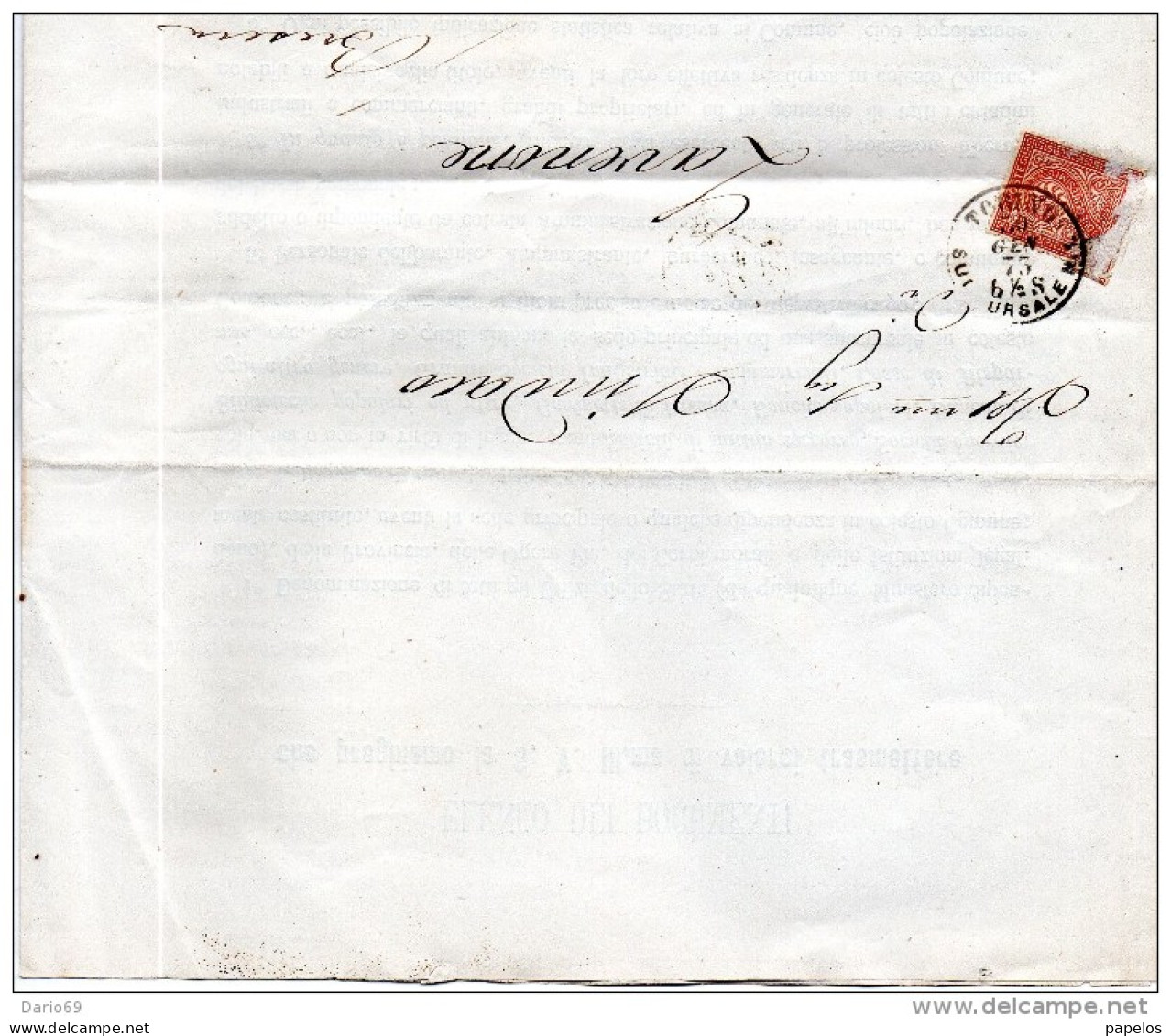 1873 LETTERA CON ANNULLO TORINO SUCCURSALE 1 - Poststempel