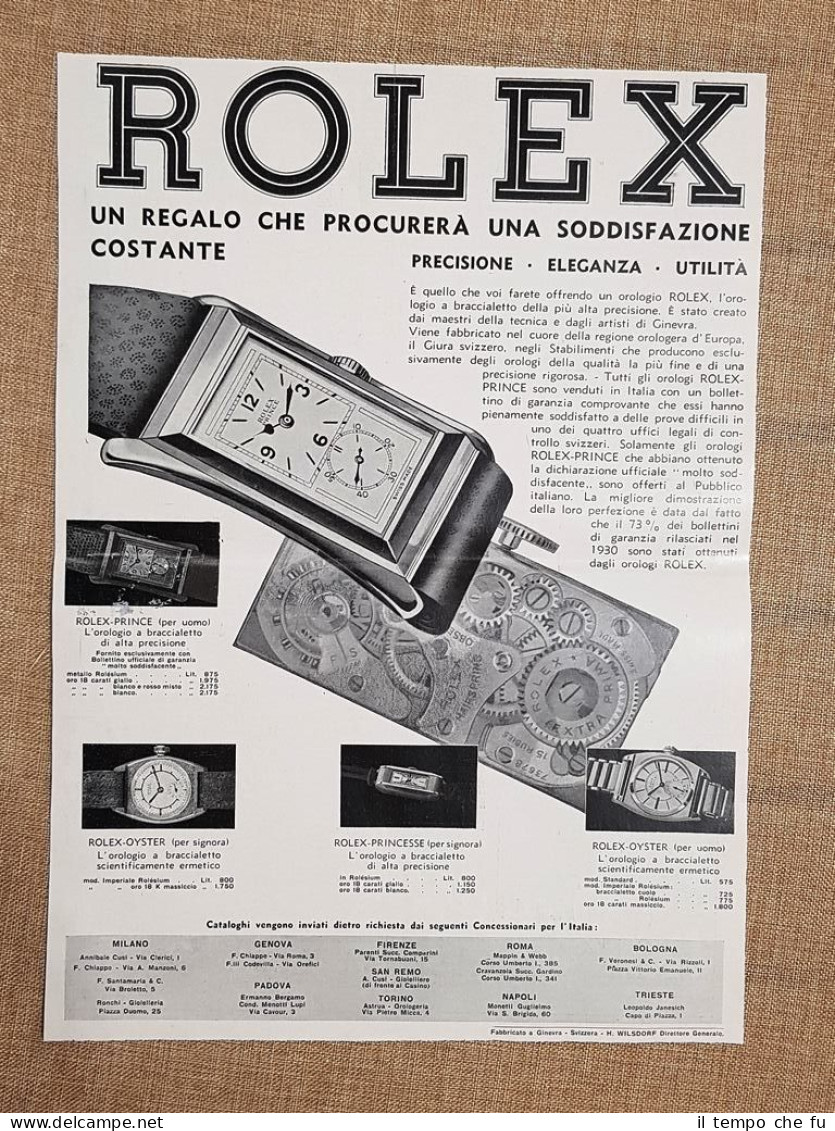 Orologi Rolex Soddisfazione Costante Pubblicità Del 1933 - Altri & Non Classificati