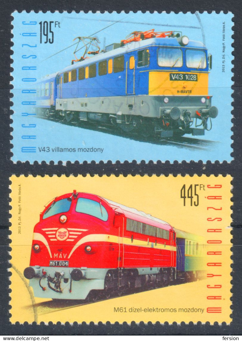 TRAIN RAILWAY LOCOMOTIVE / MÁV NoHAB Diesel / Ganz Mávag V43 Electric Locomotive 2013 Hungary Csömör Auchan POSTMARK - Used Stamps