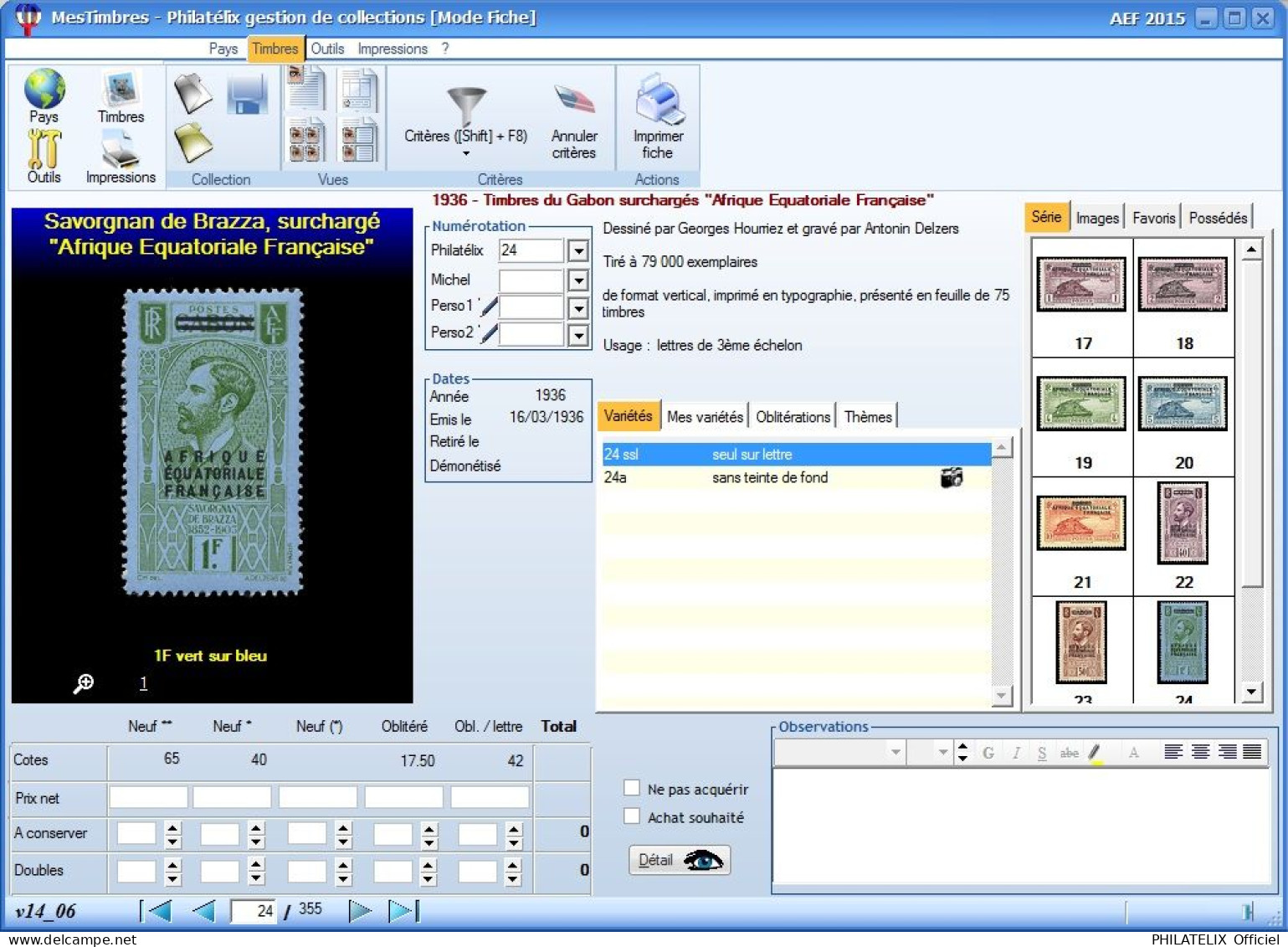 LOGICIEL PHILATELIX INTEGRALE 2024 (Gestion De Collections) - Französisch