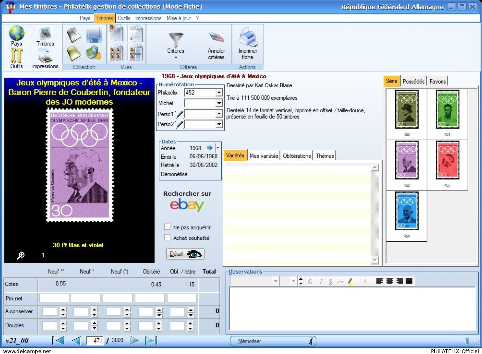 LOGICIEL PHILATELIX INTEGRALE 2024 (Gestion De Collections) - Französisch