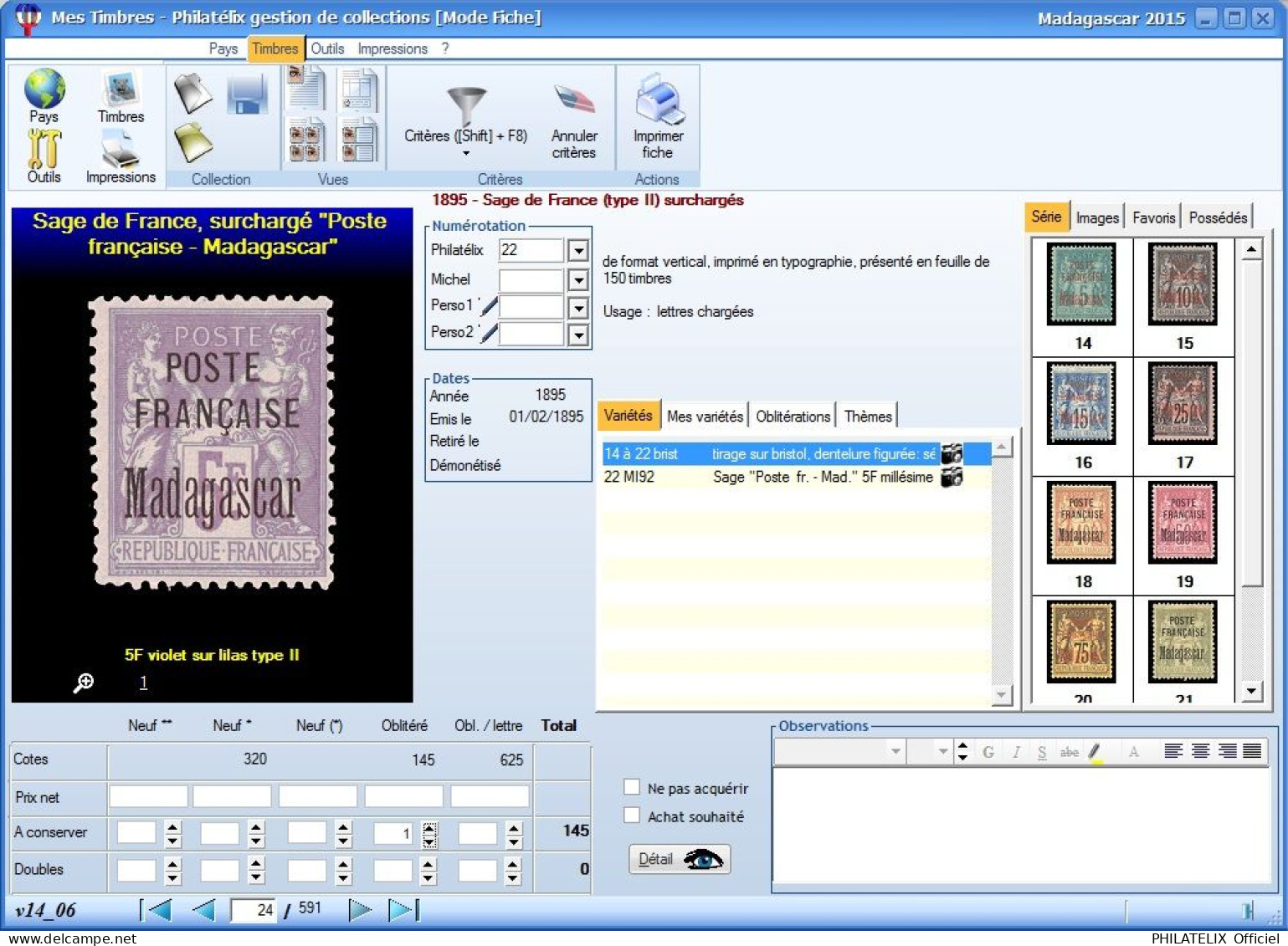 LOGICIEL PHILATELIX INTEGRALE 2024 (Gestion de collections)