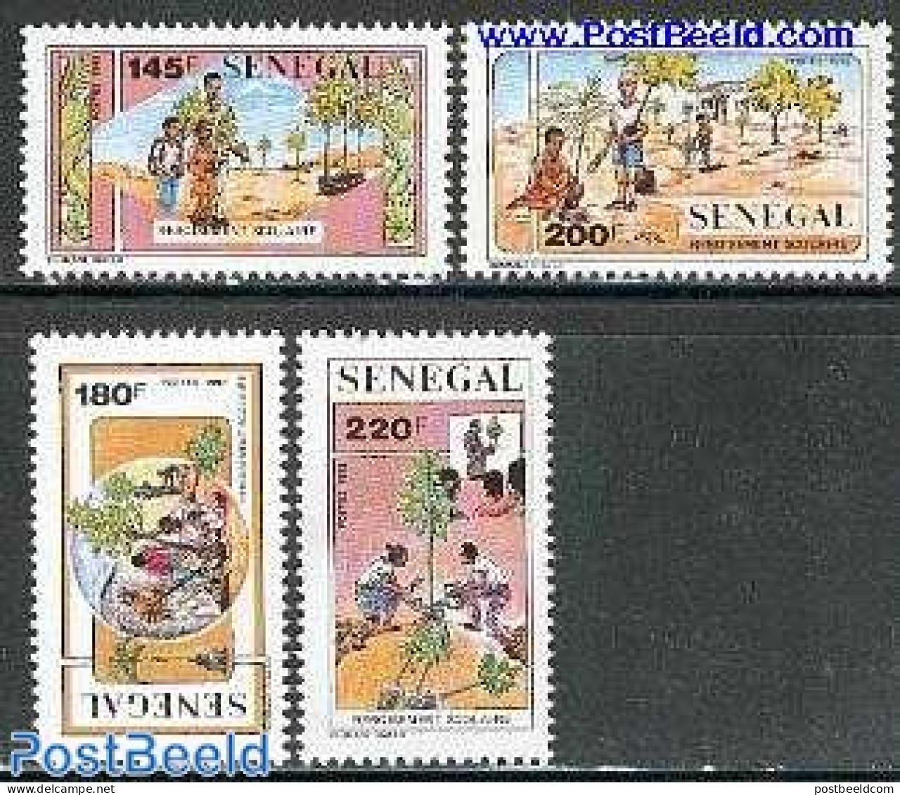 Senegal 1992 Re-forestation 4v, Mint NH, Nature - Science - Trees & Forests - Education - Rotary, Lions Club