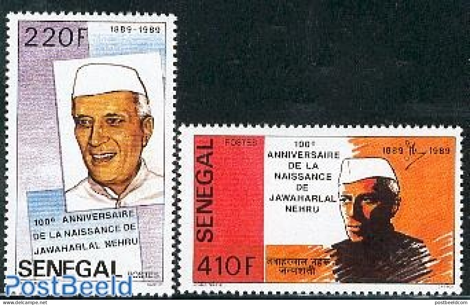 Senegal 1989 D. Nehru 2v, Mint NH, History - Politicians - Senegal (1960-...)