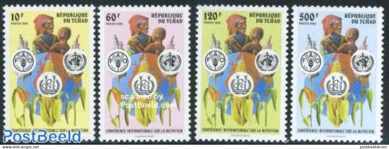Chad 1992 World Food Conference 4v, Mint NH, Health - Various - Food & Drink - Maps - Autres & Non Classés