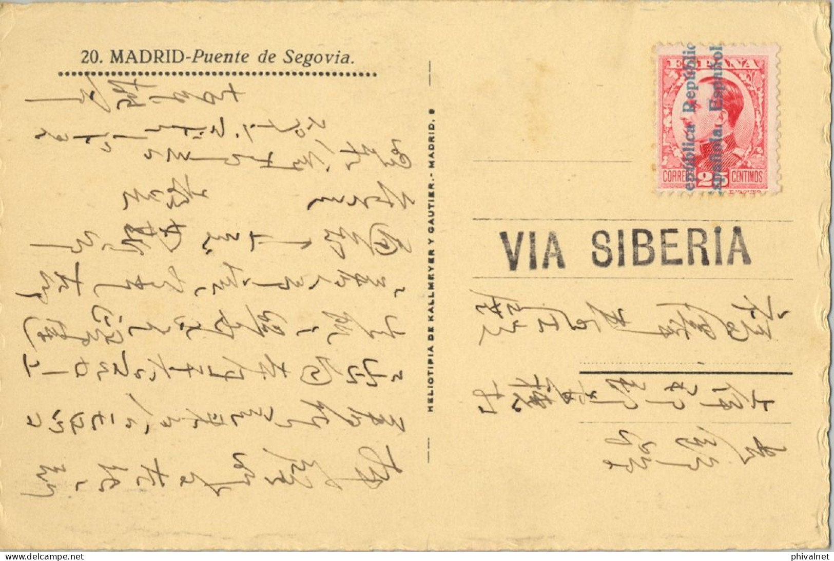 MADRID , PUENTE DE SEGOVIA , T.P. CIRCULADA  A JAPÓN , " VIA SIBERIA " - Lettres & Documents