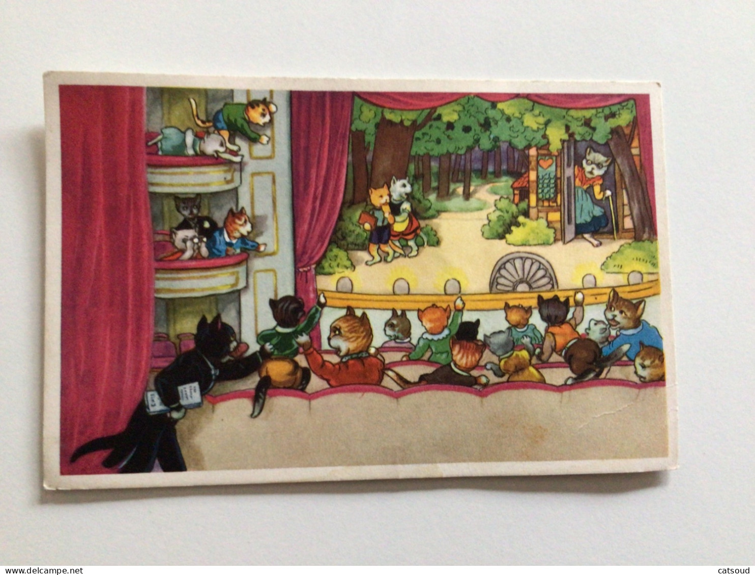 Carte Postale Ancienne Les Chats Au Théâtre - Dressed Animals