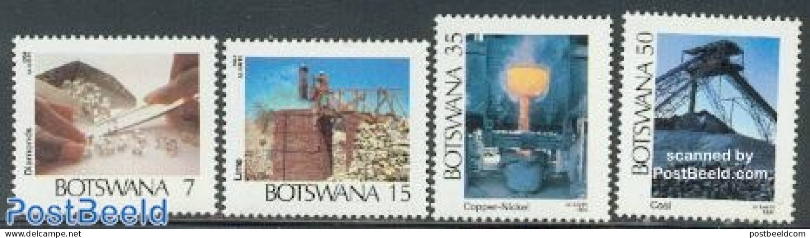 Botswana 1984 Mining 4v, Mint NH, History - Science - Geology - Mining - Botswana (1966-...)