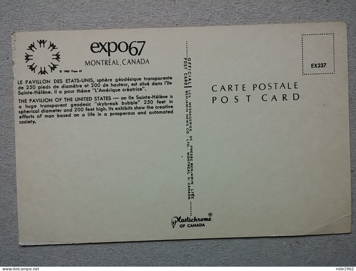 Kov 573-1 - MONTREAL, QUEBEC, CANADA, CANADA, PAVILLON, EXPO 67 - Montreal