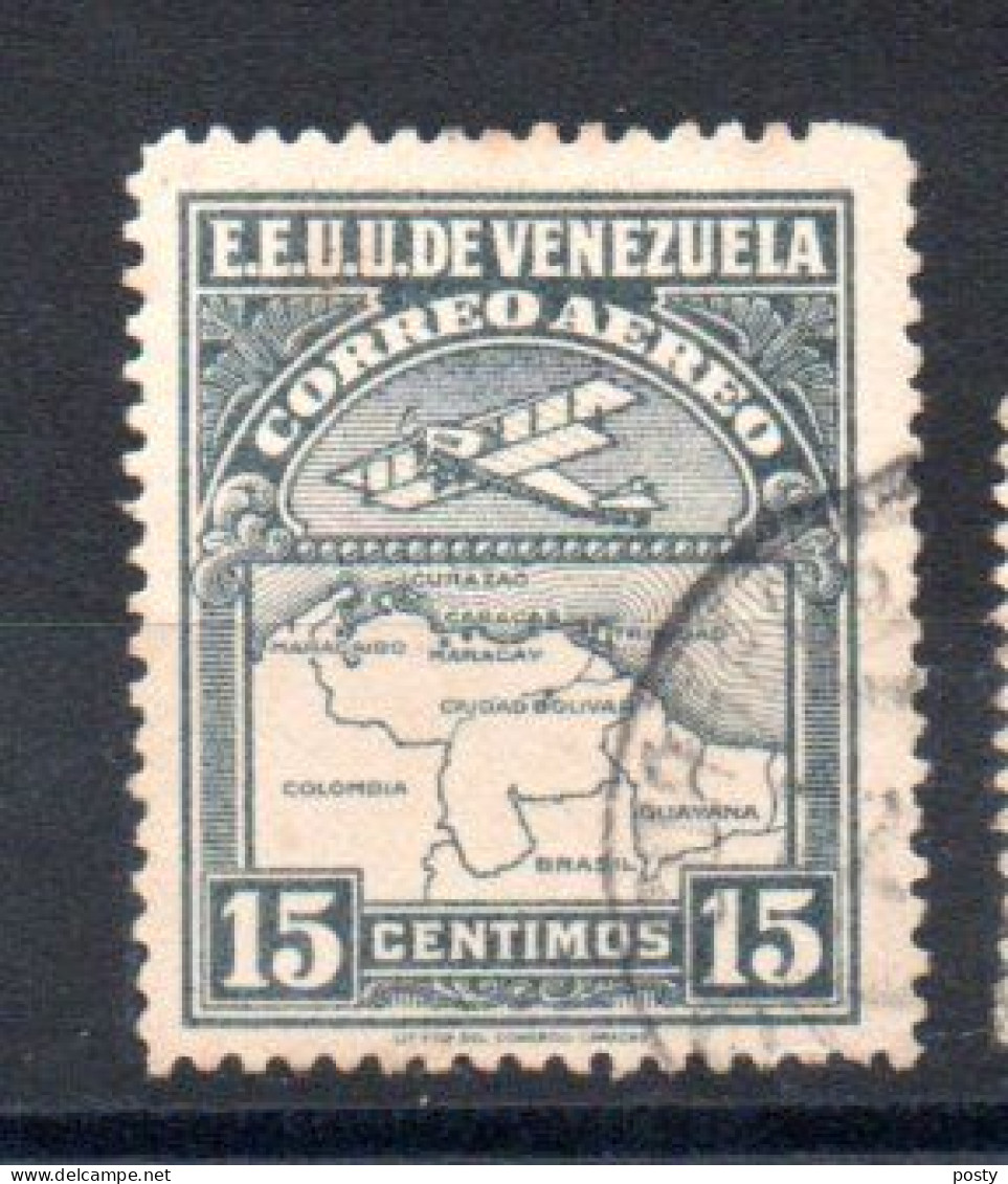 VENEZUELA - 1930 - AVION - AIRPLANE - PLAN DU VENEZUELA - MAP OF VENEZUELA - 15 - Oblitéré - Used - - Venezuela