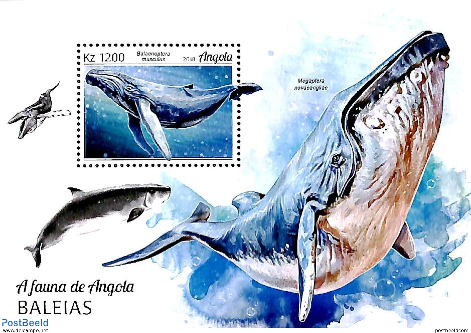 Angola 2018 Whales S/s, Mint NH, Nature - Sea Mammals - Angola
