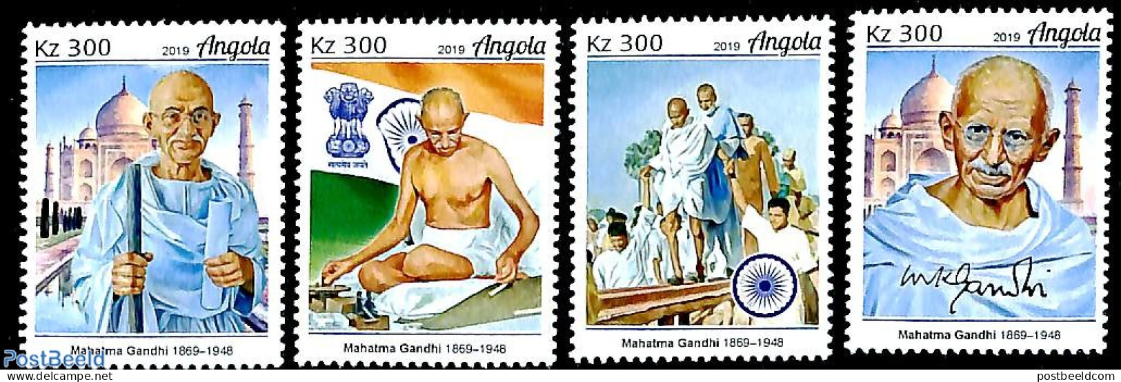 Angola 2019 M. Gandhi 4v, Mint NH, History - Gandhi - Mahatma Gandhi