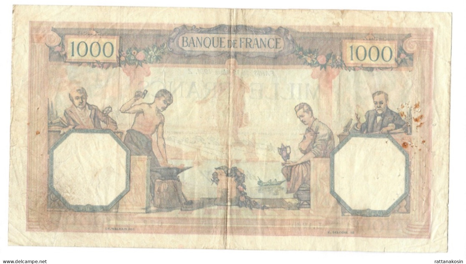 FRANCE FAY.37.06  1000 FRANCS  12.3.1931   FINE - 1 000 F 1927-1940 ''Cérès E Mercure''