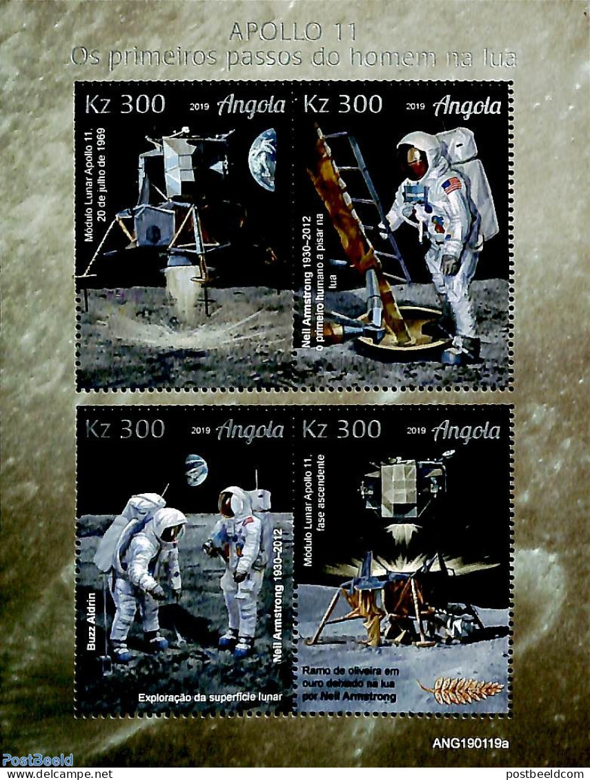Angola 2019 Apollo 11 4v M/s, Mint NH, Transport - Space Exploration - Angola