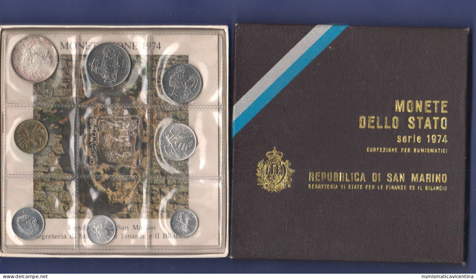 San Marino Serie 1974 Set Coin Saint Marin Set Coins + Box - San Marino
