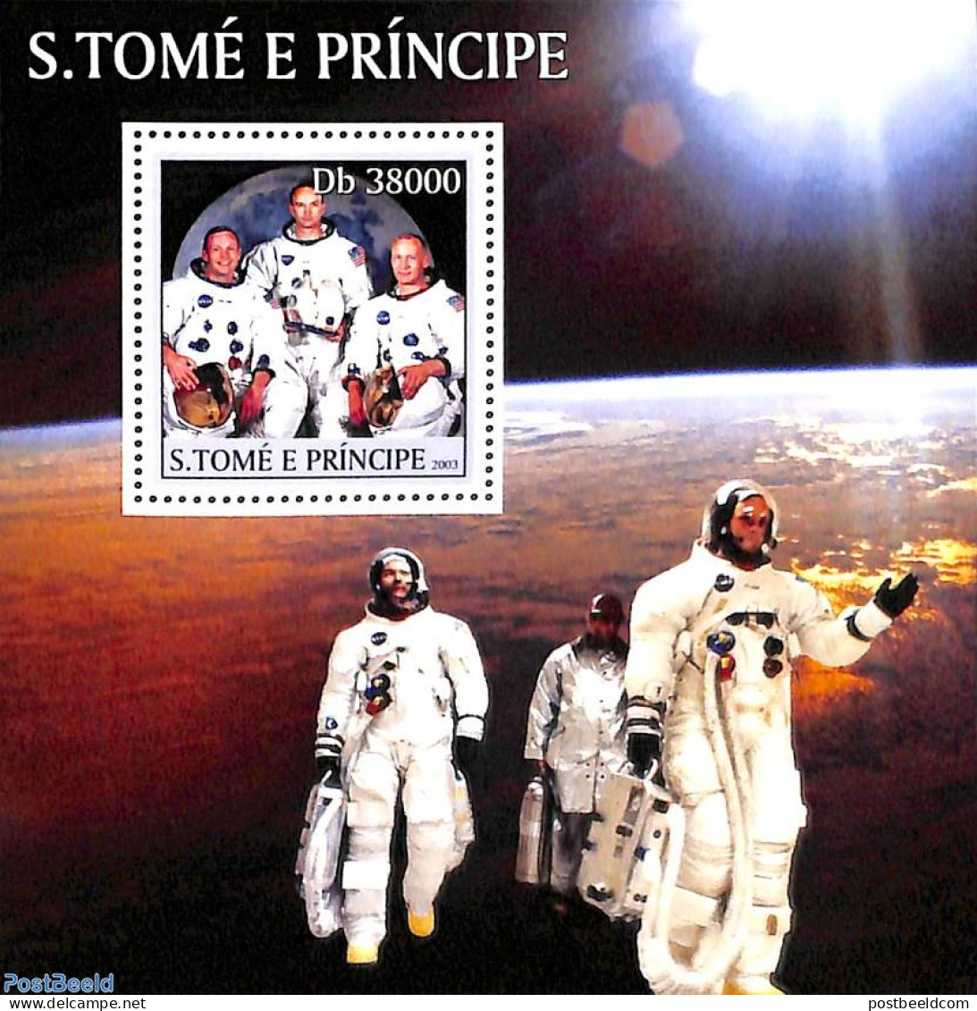 Sao Tome/Principe 2003 Space Exploration S/s, Mint NH, Transport - Space Exploration - Sao Tomé E Principe