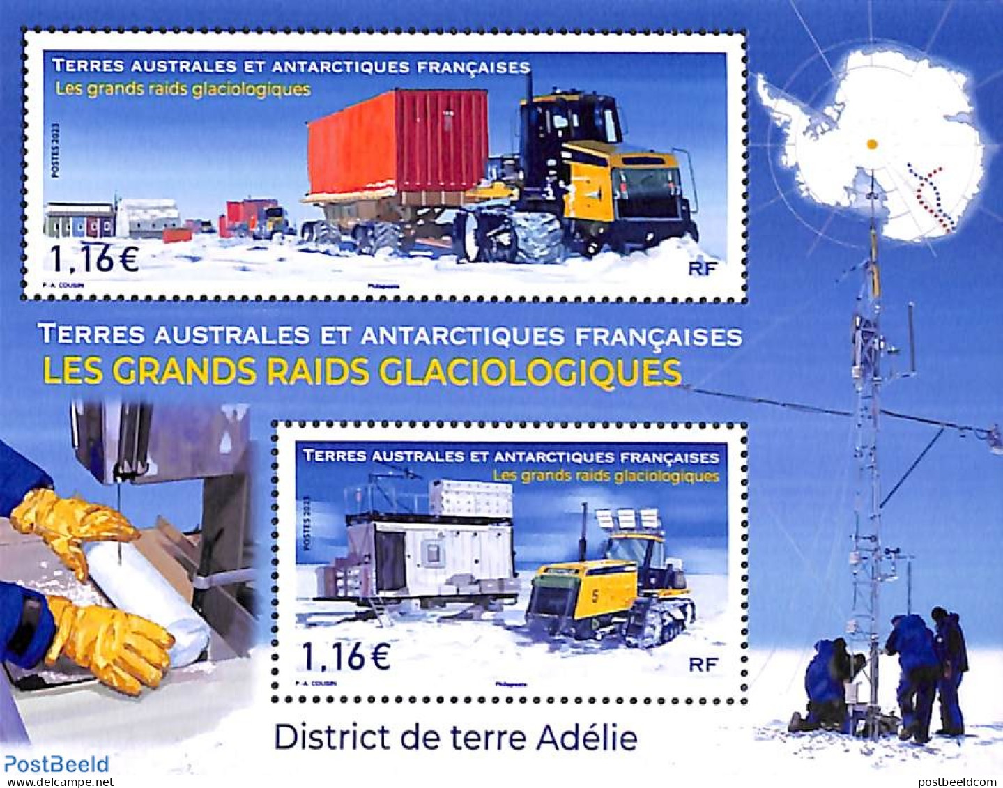 French Antarctic Territory 2023 Les Grand Raids Glaciologiques S/s, Mint NH, Science - The Arctic & Antarctica - Ungebraucht