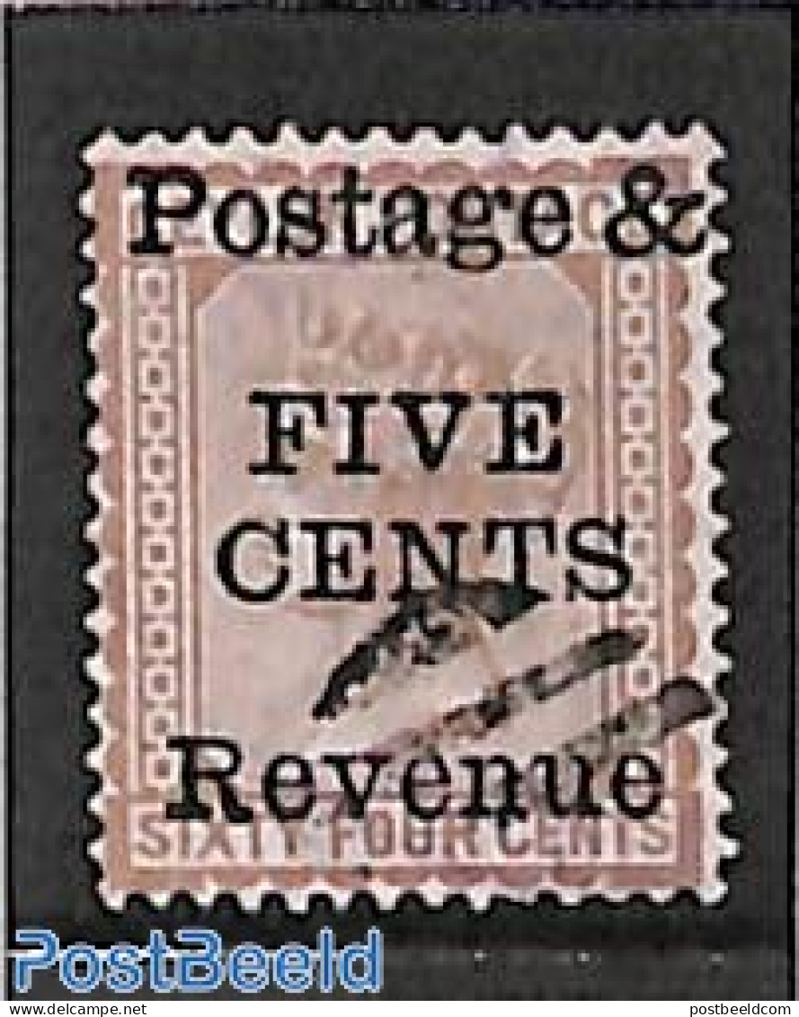 Sri Lanka (Ceylon) 1885 5c On 64c, Perf. 14, Used, Used Or CTO - Sri Lanka (Ceylan) (1948-...)