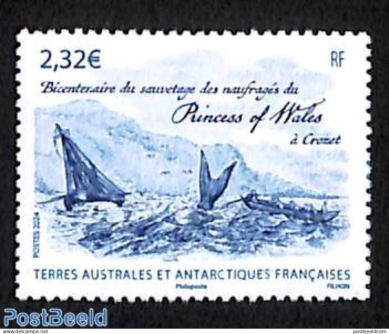 French Antarctic Territory 2024 2024 Disaster Of Princess Of Wales 1v, Mint NH, Nature - Transport - Sea Mammals - Shi.. - Nuovi