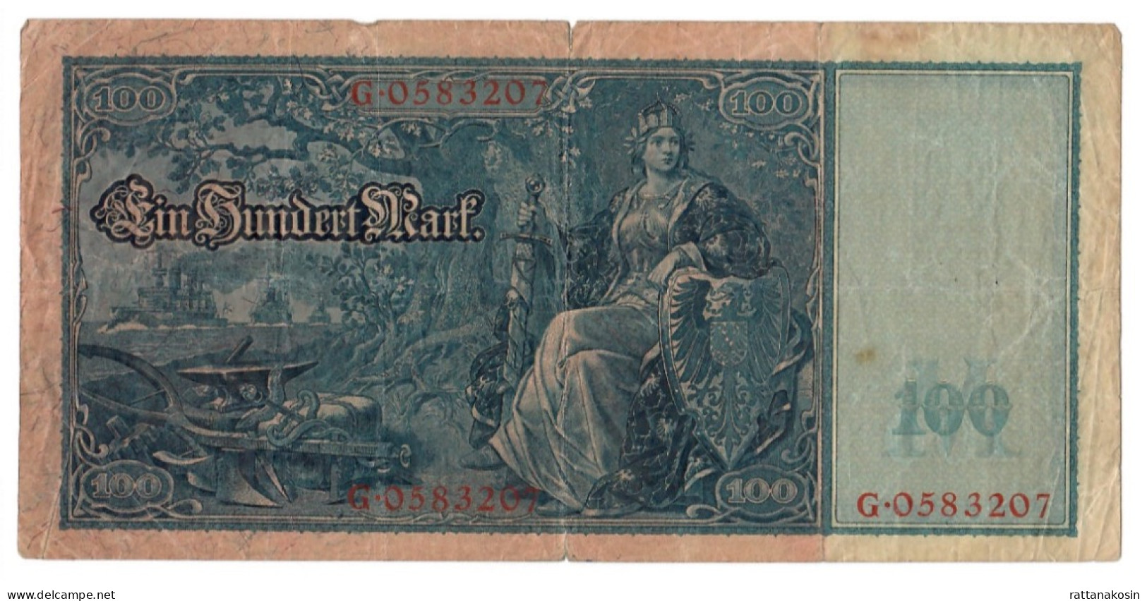 GERMANY P39a 100 MARK 1910 Serie G  FINE - 100 Mark