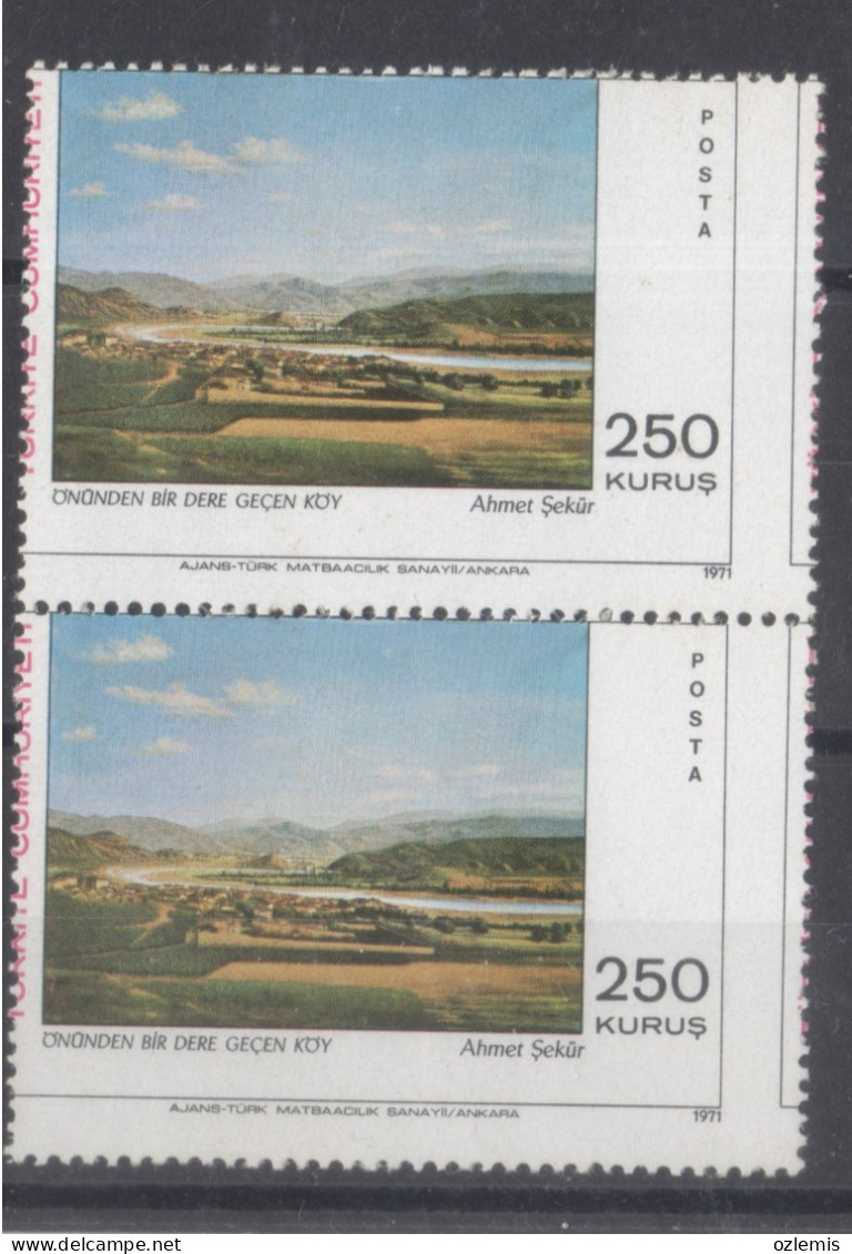 TURKEY,TURKEI,TURQUIE ,PAINTINGS ,1971 NMH ,ERROR , - Gebruikt