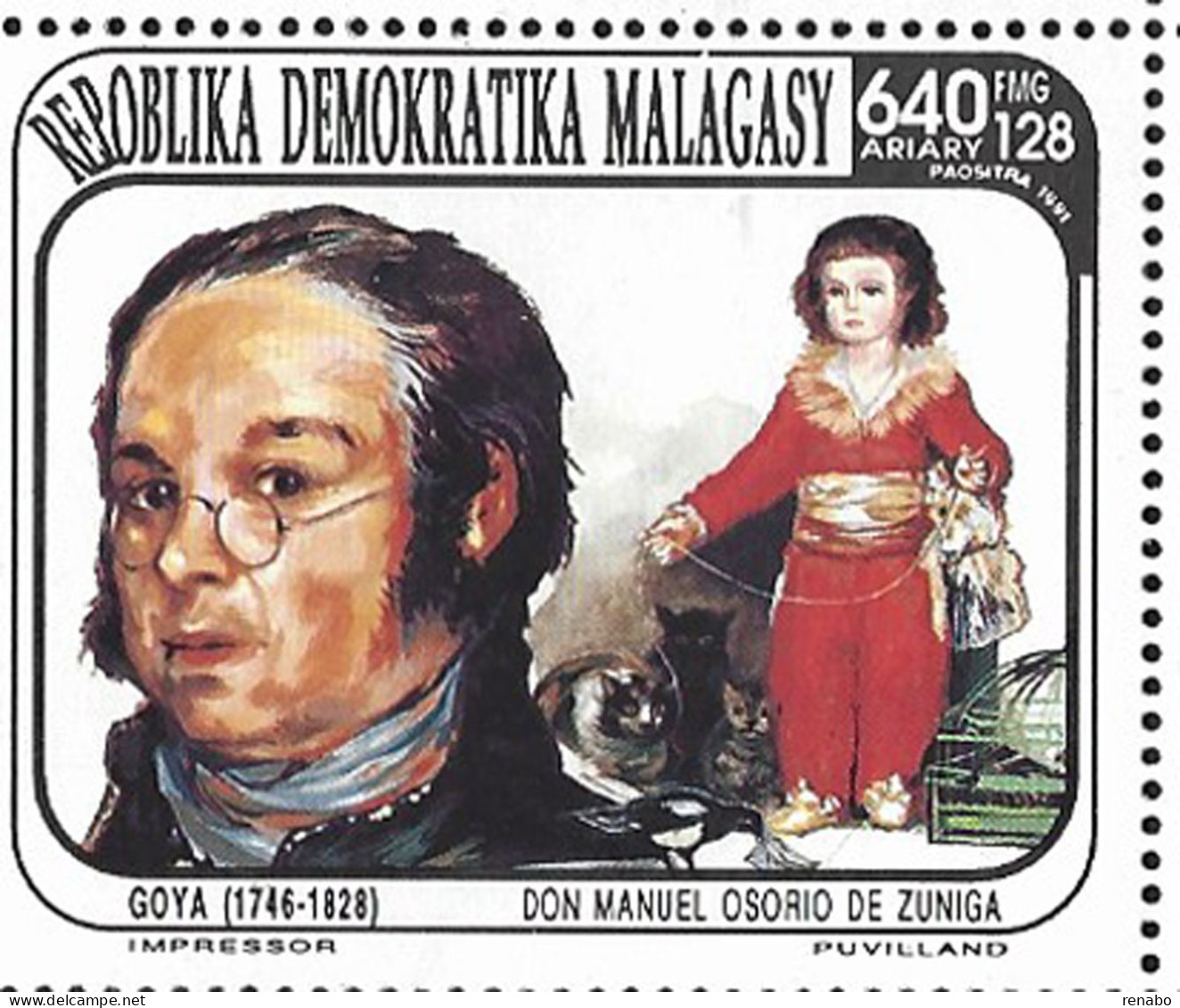 Madagascar, Malagasy 1991; Goya; CATS In “Don Manuel Osorio”: Art Paintings, Minisheet Of 16 Values. - Chats Domestiques