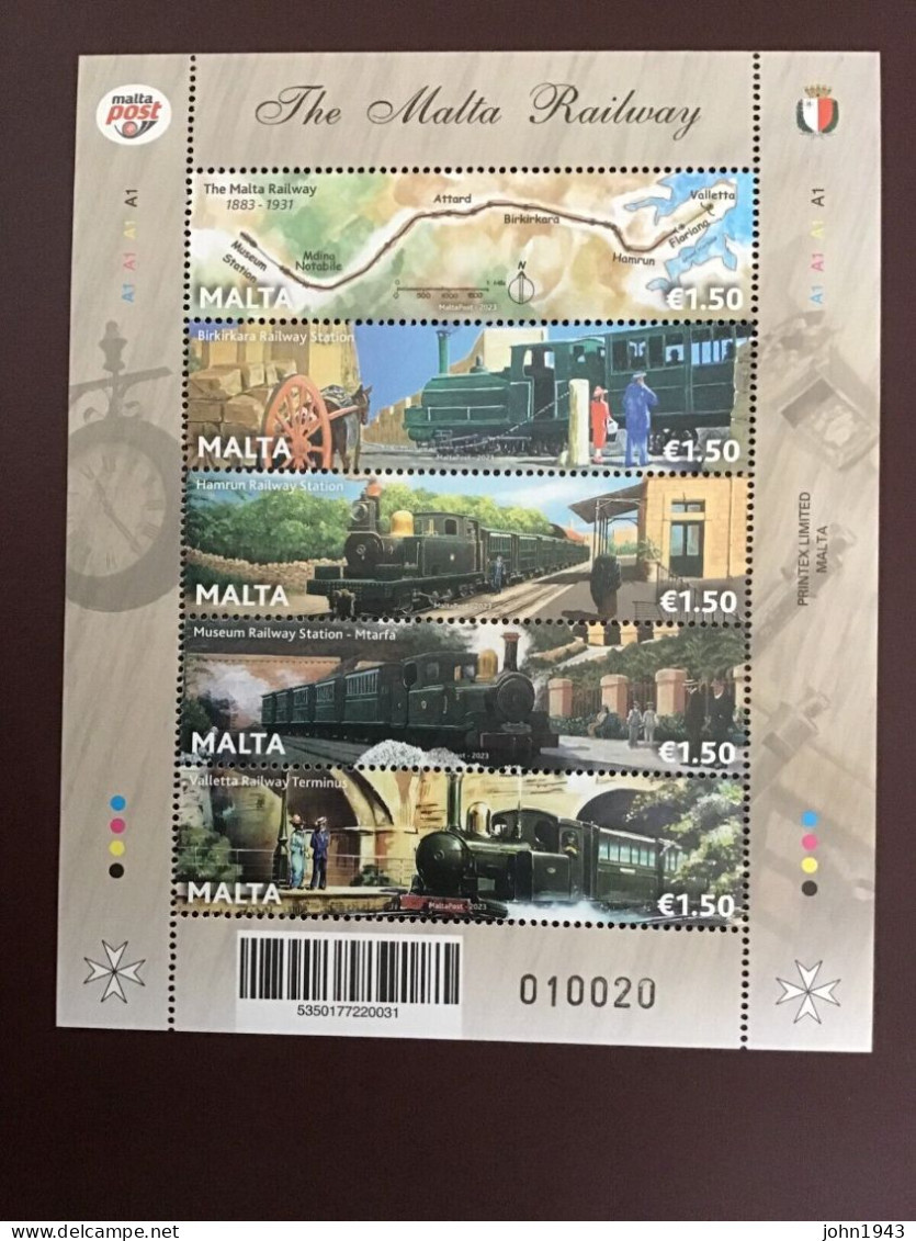 MALTA 2023 The Malta Railway 1883-1931 MINI SHEET Mint NH VF SG 2237/41 - Malte