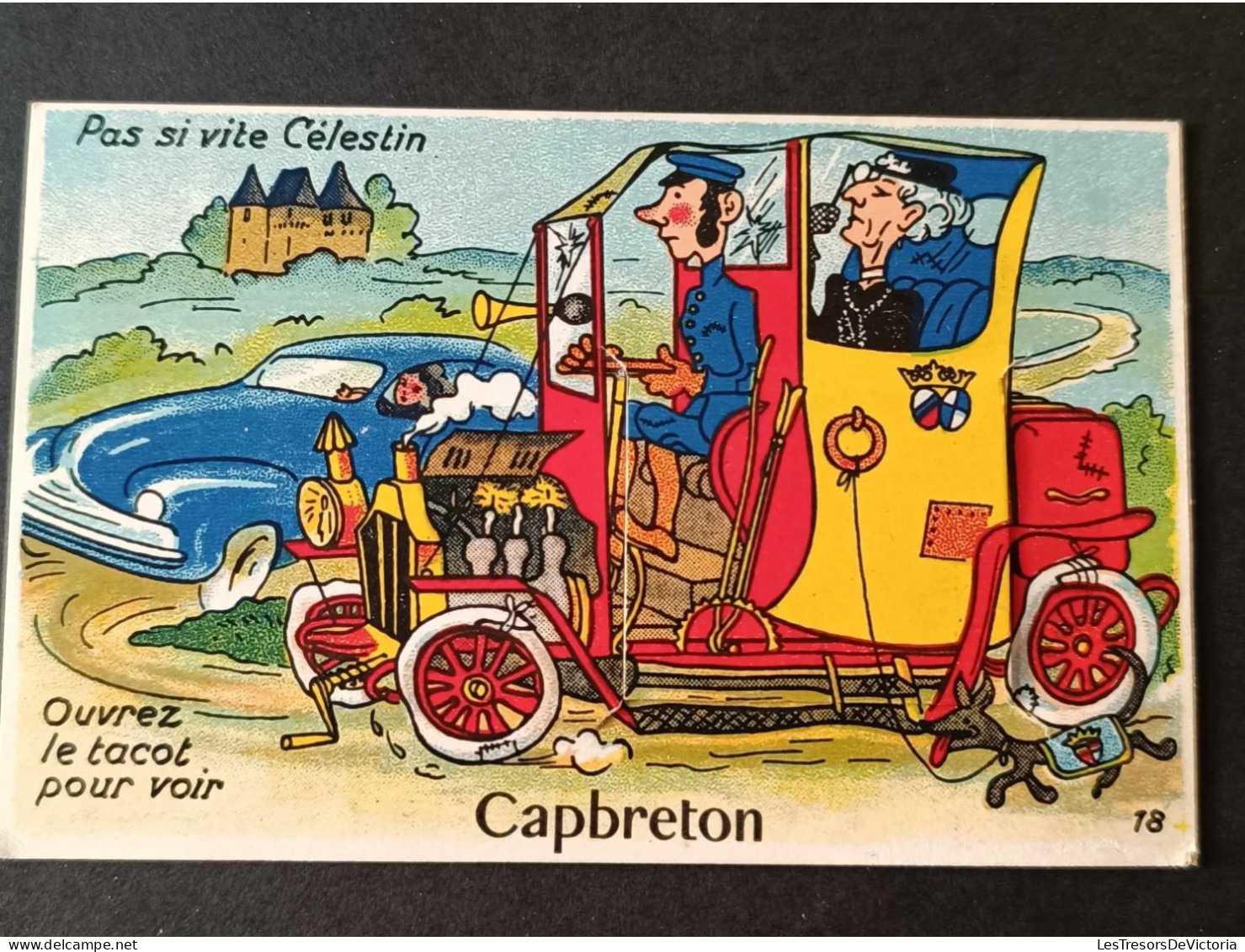 Fantaisie - Carte Système - Capbreton - Pas Si Vite Célestin - Ouvrez Le Capot Pour Voir - Carte Postale Ancienne - Mechanical