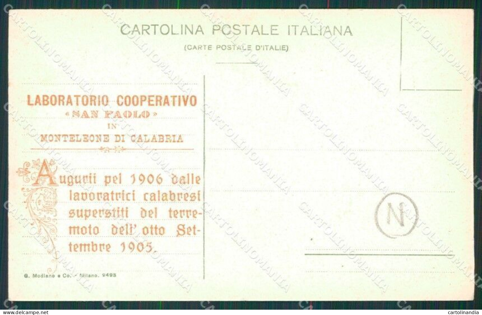 Catanzaro Terremoto Delle Calabrie Cartolina QZ4139 - Catanzaro